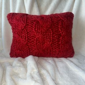 Red Throw Pillow | Quilted | New